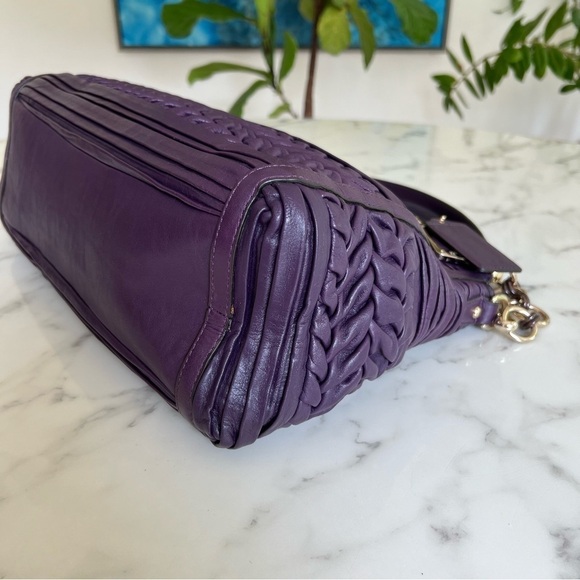 NWT Coach Madison Caroline Satchel in Pleated Gathered Leather Aubergine 19848 - Picture 10 of 16
